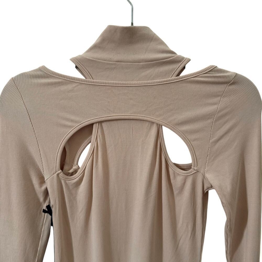 NWT h:ours Revolve Cut Out Ribbed Dress Beige Nude Size S - Picture 9 of 13